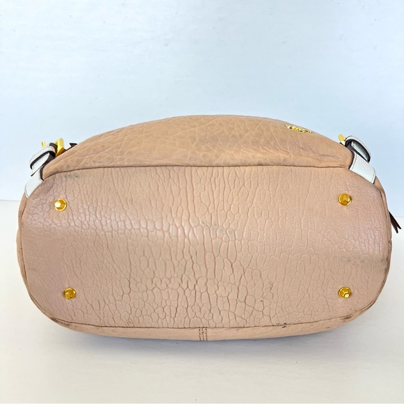 orYANY Tegan Beige Cream Pebbled Leather Front Zip Pockets Large Shoulder Tote - Picture 6 of 16